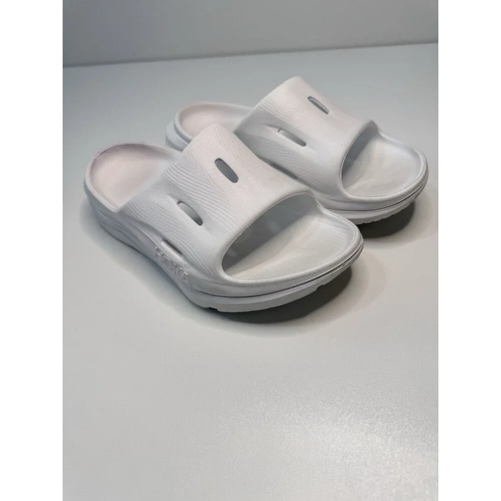 Hoka Ora Recovery Slide 3 White Cushioned Athletic Sandals Unisex Women 7